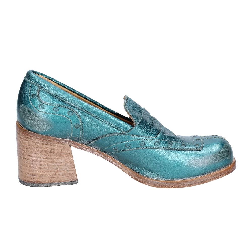 scarpe donna MOMA mocassini verde pelle 47406E VINTAGE EX447 Consegna Veloce
