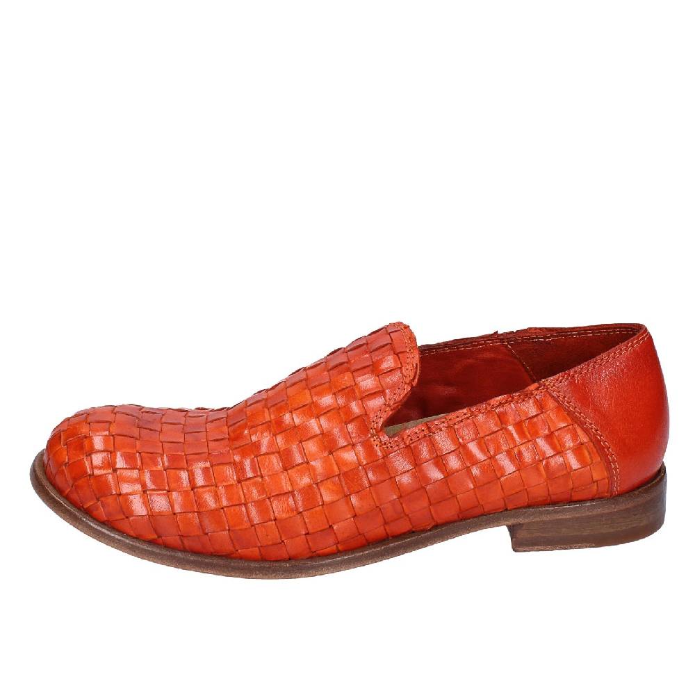 scarpe donna MOMA mocassini arancione pelle marrone 39410F VINTAGE EX498 Sottocosto