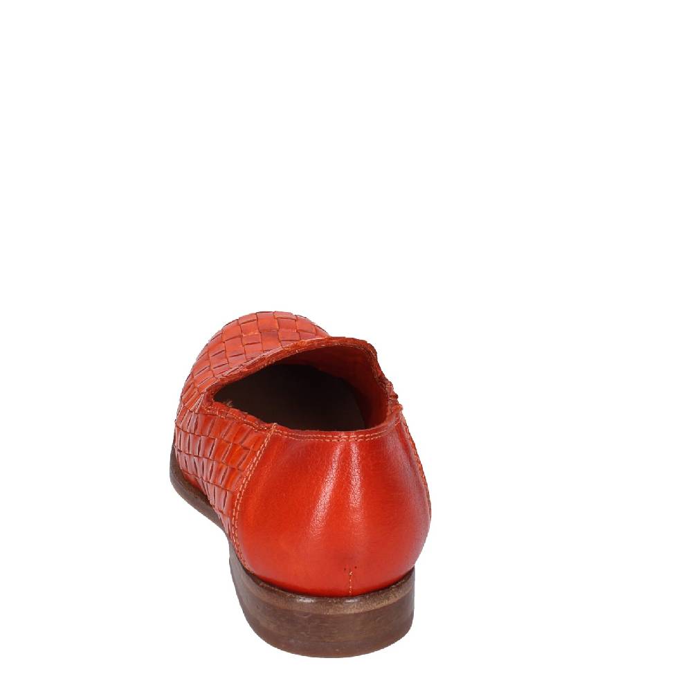 scarpe donna MOMA mocassini arancione pelle marrone 39410F VINTAGE EX498 Sottocosto