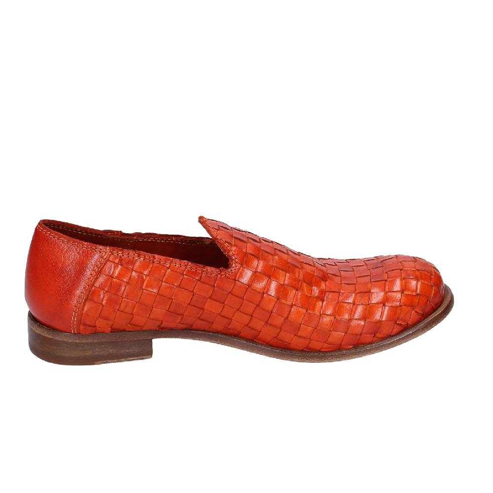 scarpe donna MOMA mocassini arancione pelle marrone 39410F VINTAGE EX498 Sottocosto