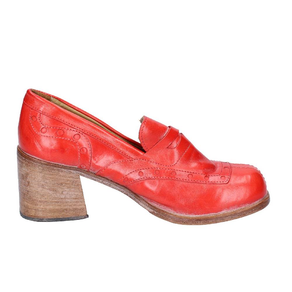 scarpe donna MOMA mocassini rosso pelle 47406E VINTAGE EX487 Novità