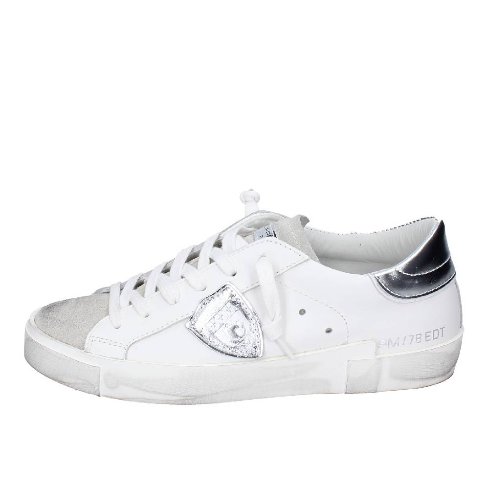 scarpe donna PHILIPPE MODEL sneakers bianco pelle beige camoscio VINTAGE EX353 Online