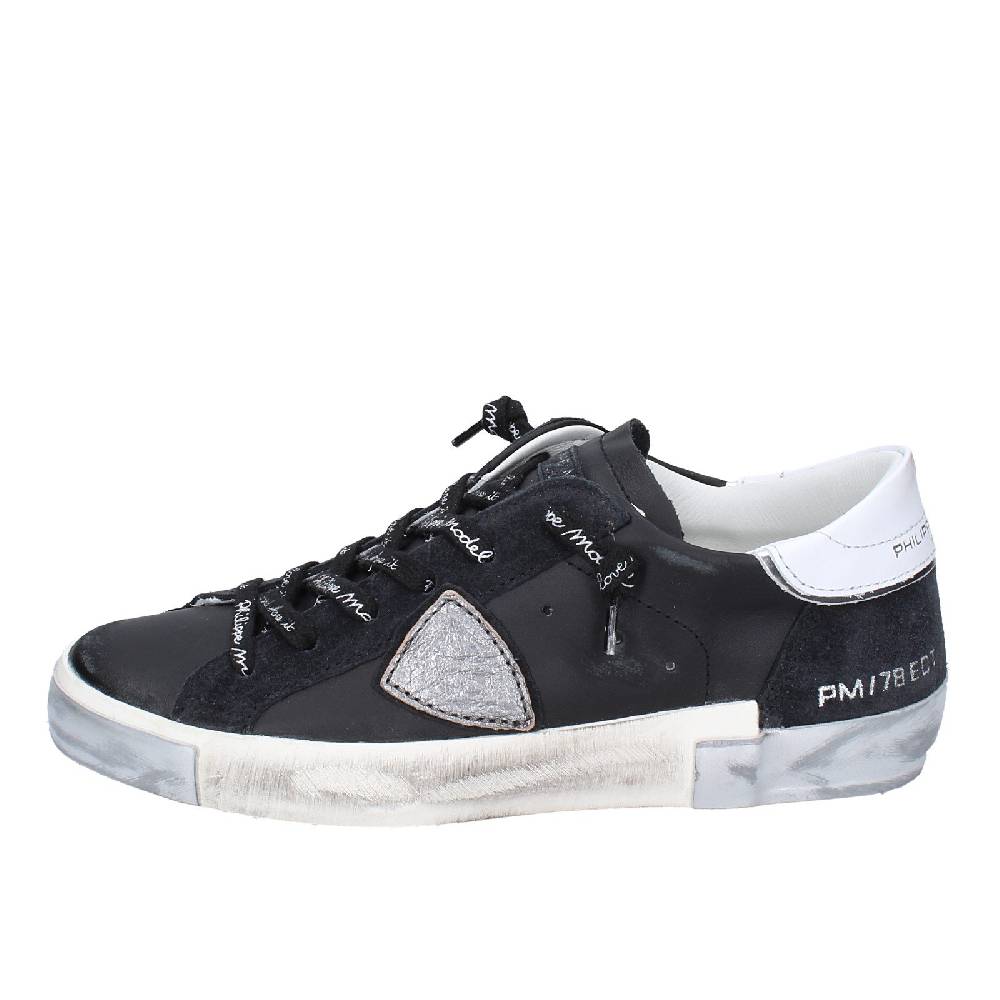 scarpe donna PHILIPPE MODEL sneakers nero pelle camoscio VINTAGE EX358 Outlet