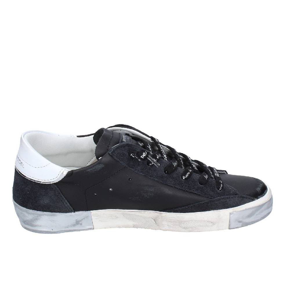 scarpe donna PHILIPPE MODEL sneakers nero pelle camoscio VINTAGE EX358 Outlet