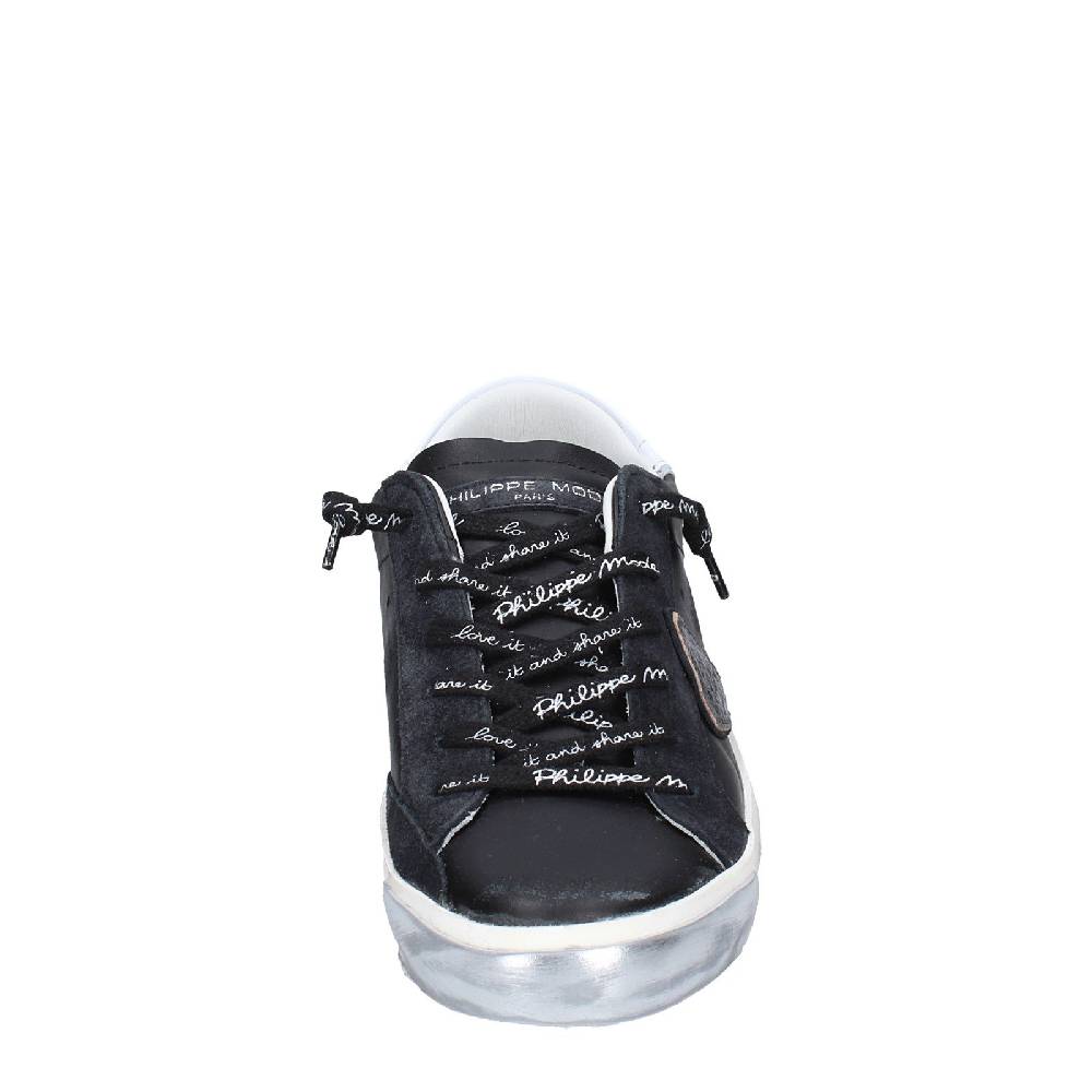 scarpe donna PHILIPPE MODEL sneakers nero pelle camoscio VINTAGE EX358 Outlet
