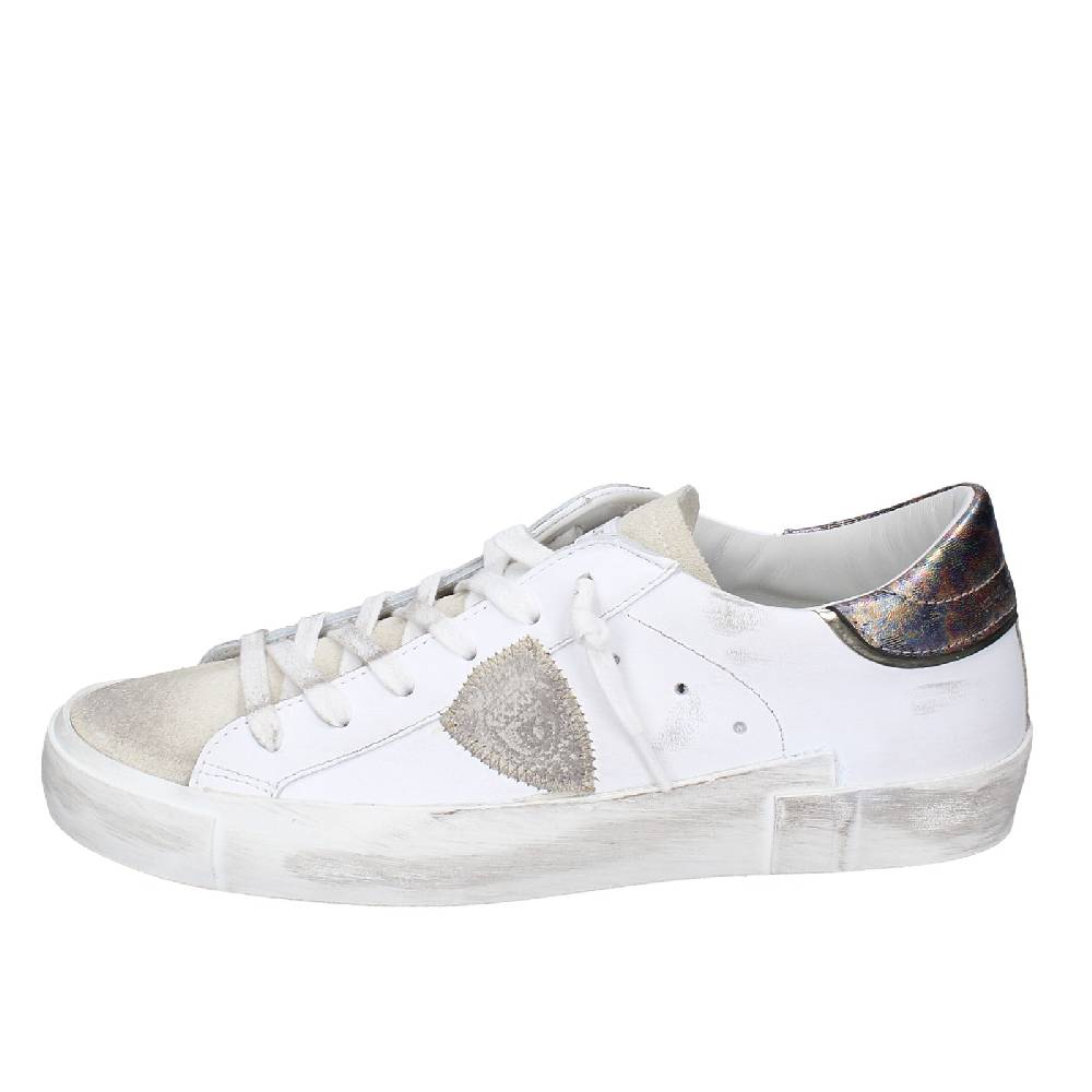 scarpe donna PHILIPPE MODEL sneakers bianco pelle beige camoscio VINTAGE EX352 In Vendita