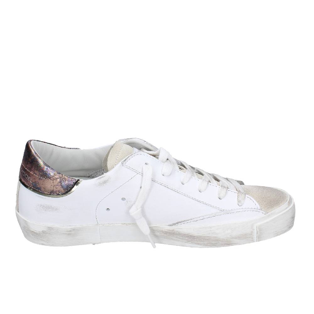 scarpe donna PHILIPPE MODEL sneakers bianco pelle beige camoscio VINTAGE EX352 In Vendita
