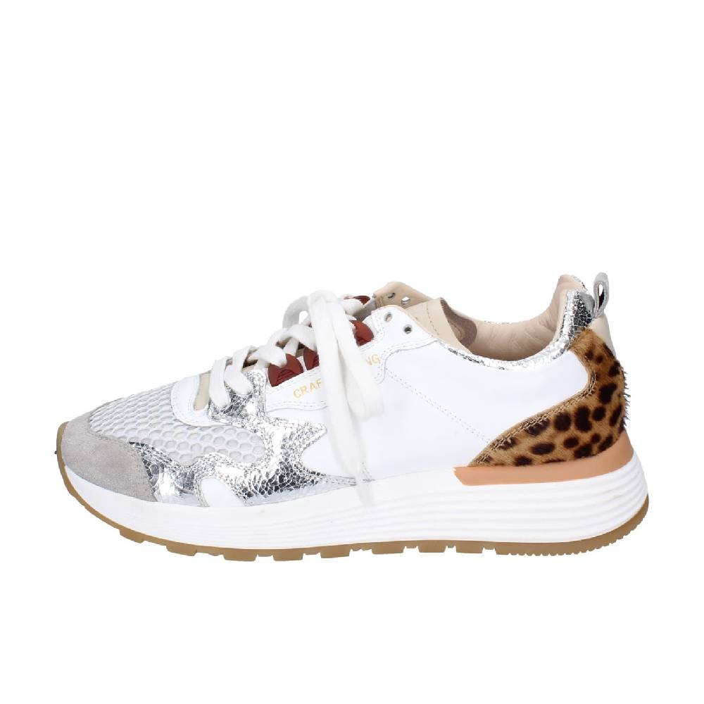 scarpe donna MOMA sneakers bianco pelle argento tessuto 3AS401-CR5 EZ858 Vendita Calda