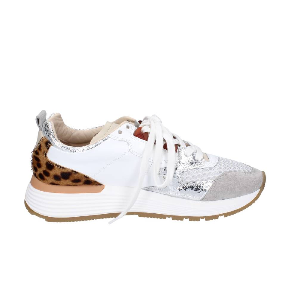scarpe donna MOMA sneakers bianco pelle argento tessuto 3AS401-CR5 EZ858 Vendita Calda
