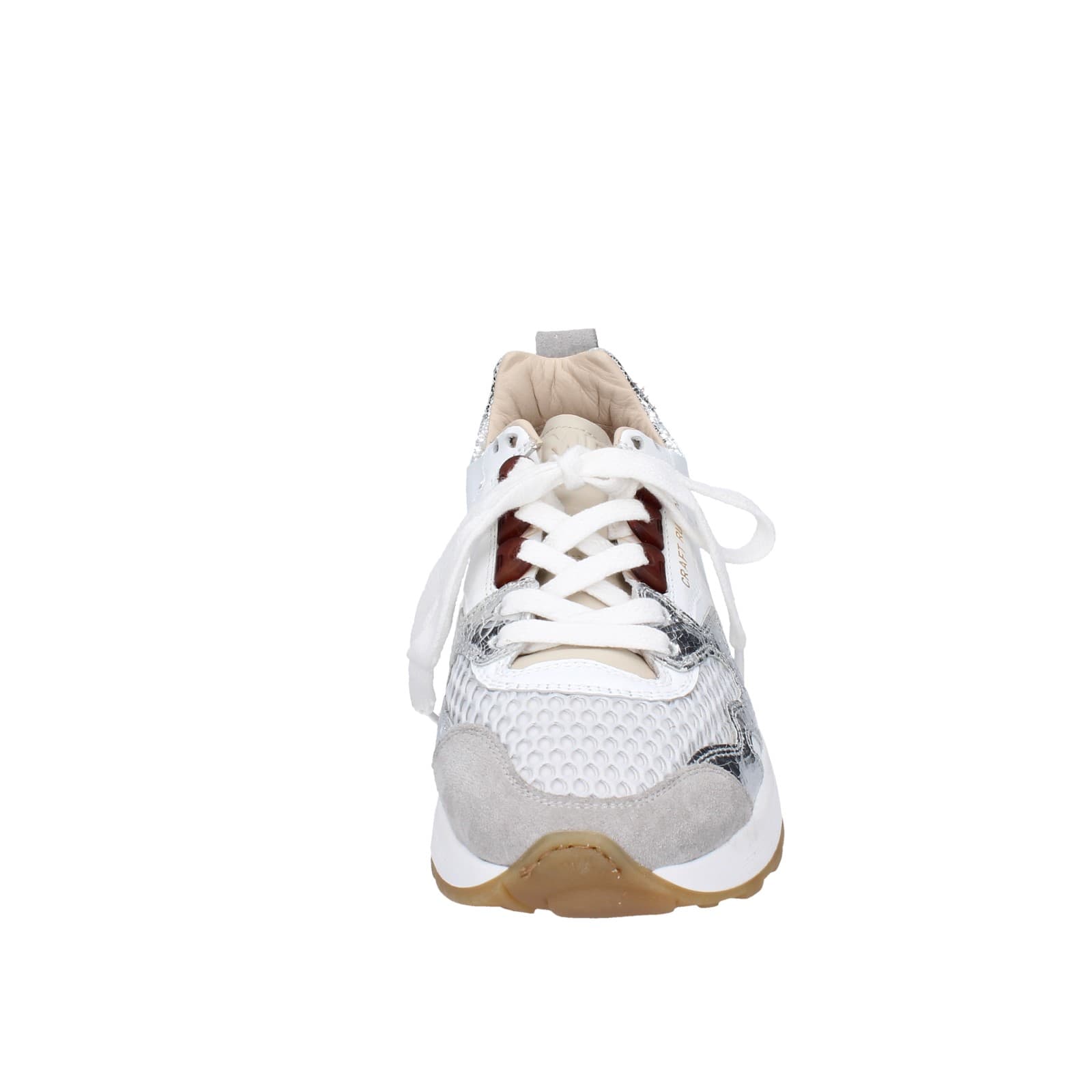 scarpe donna MOMA sneakers bianco pelle argento tessuto 3AS401-CR5 EZ858 Vendita Calda