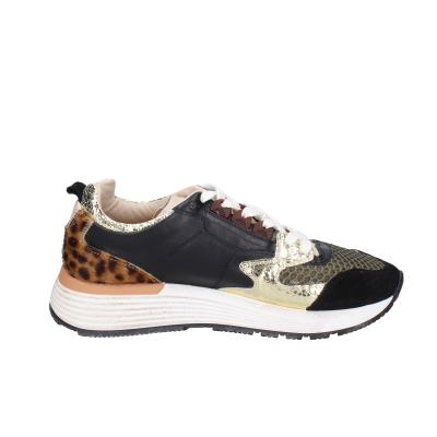 scarpe donna MOMA sneakers nero pelle oro tessuto 3AS401-CR17 BC801 Saldi Di Fabbrica