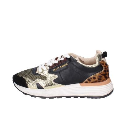 scarpe donna MOMA sneakers nero pelle oro tessuto 3AS401-CR17 BC801 Saldi Di Fabbrica