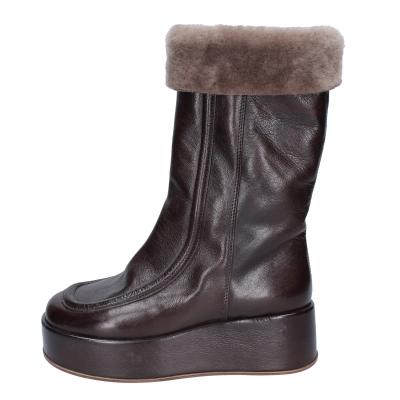 scarpe donna MOMA stivali marrone pelle pelliccia 1CW333 VINTAGE BD921 Economico