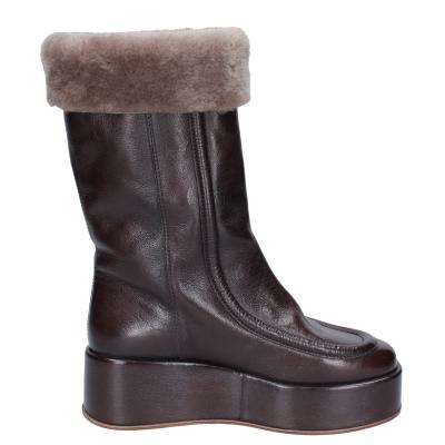 scarpe donna MOMA stivali marrone pelle pelliccia 1CW333 VINTAGE BD921 Economico