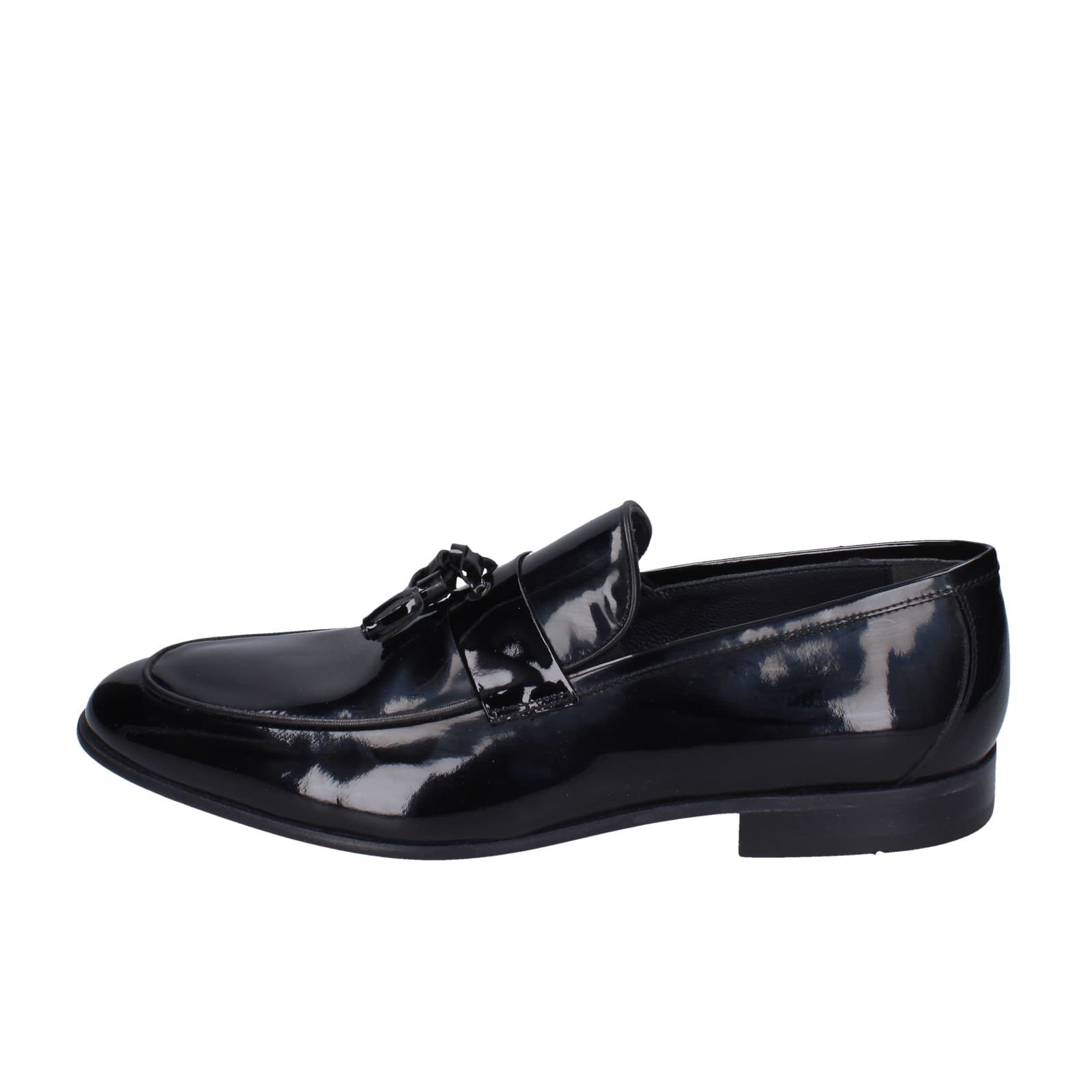 scarpe uomo EVEET mocassini nero vernice EZ91 Affare Del Giorno