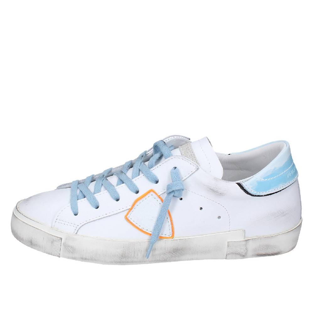 scarpe uomo PHILIPPE MODEL sneakers bianco pelle blu VINTAGE EX357 Italy