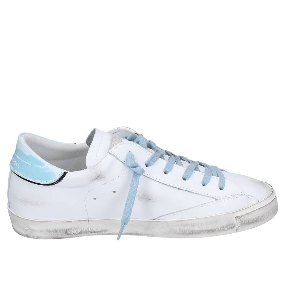 scarpe uomo PHILIPPE MODEL sneakers bianco pelle blu VINTAGE EX357 Italy