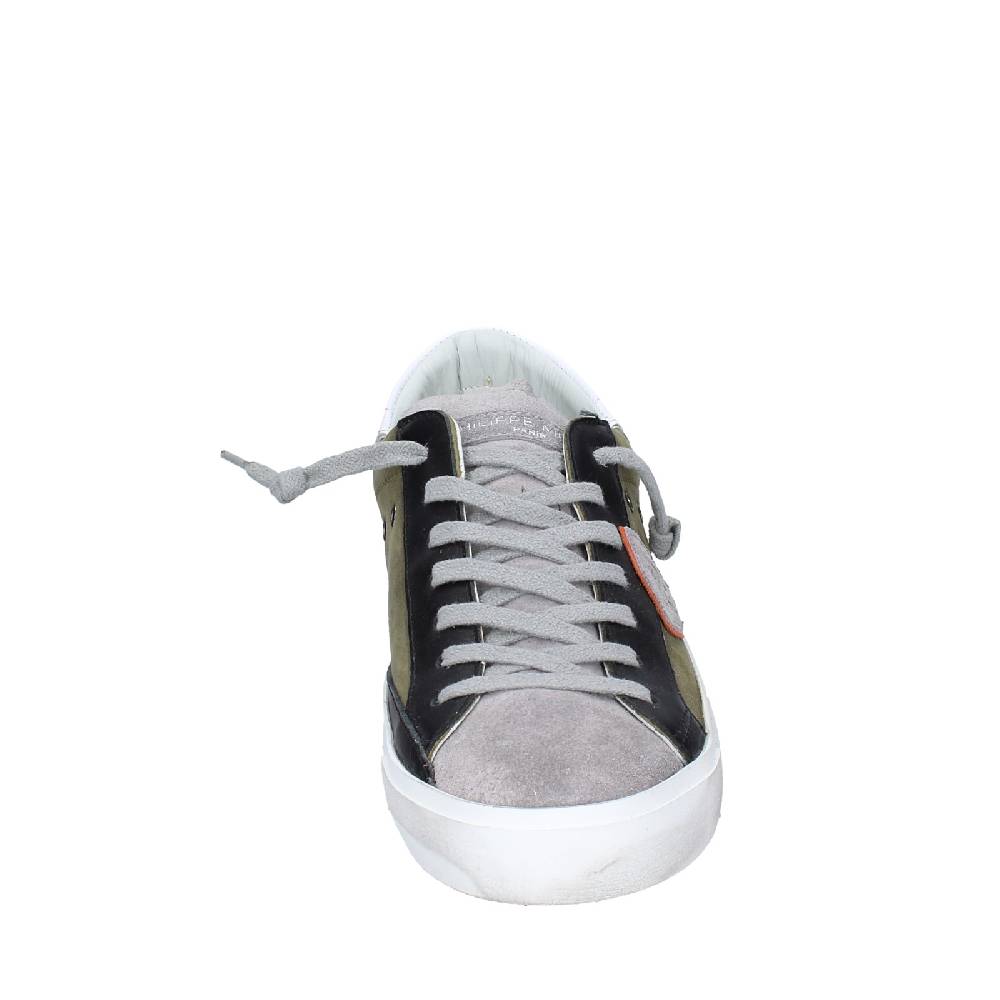 scarpe uomo PHILIPPE MODEL sneakers verde pelle grigio camoscio VINTAGE EX363 In Linea