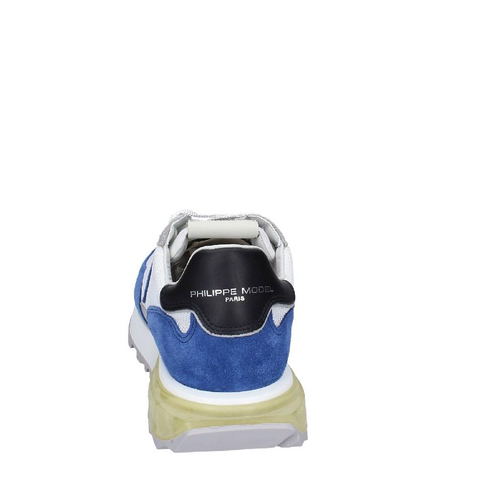 scarpe uomo PHILIPPE MODEL sneakers bianco tessuto blu camoscio EX333 Vendita