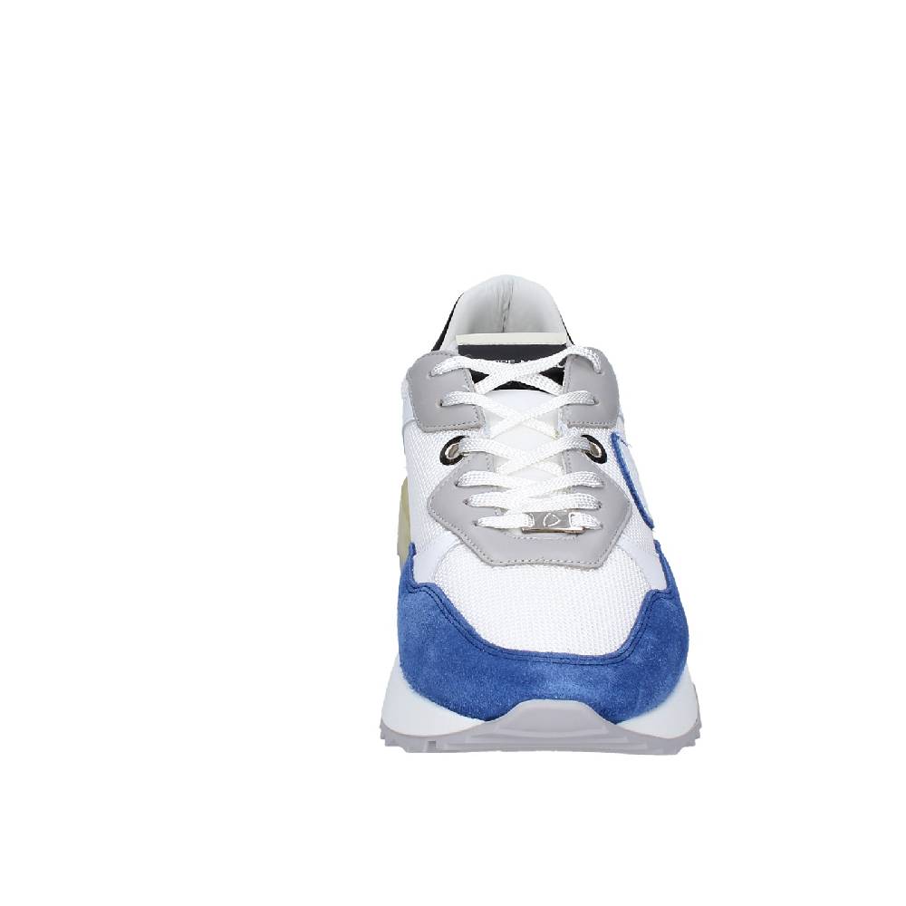scarpe uomo PHILIPPE MODEL sneakers bianco tessuto blu camoscio EX333 Vendita