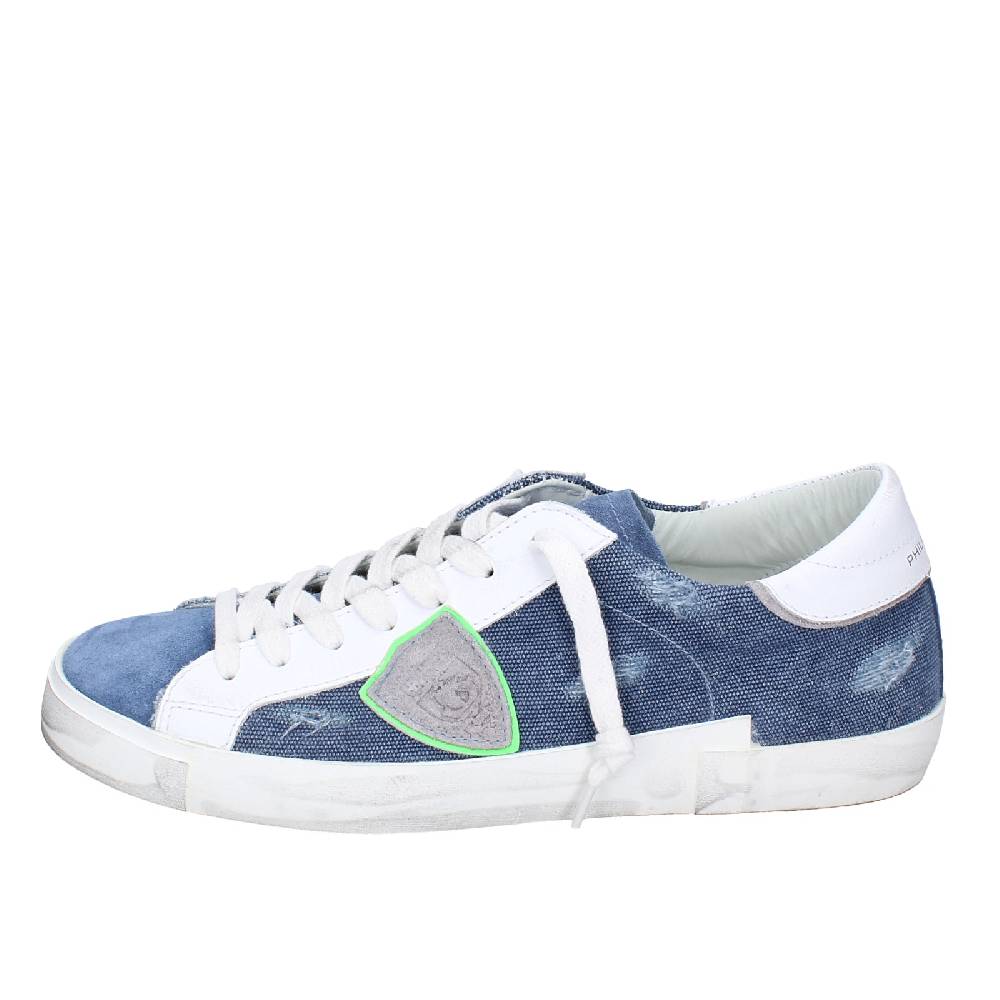 scarpe uomo PHILIPPE MODEL sneakers blu camoscio bianco tessuto VINTAGE EX351 Sottocosto