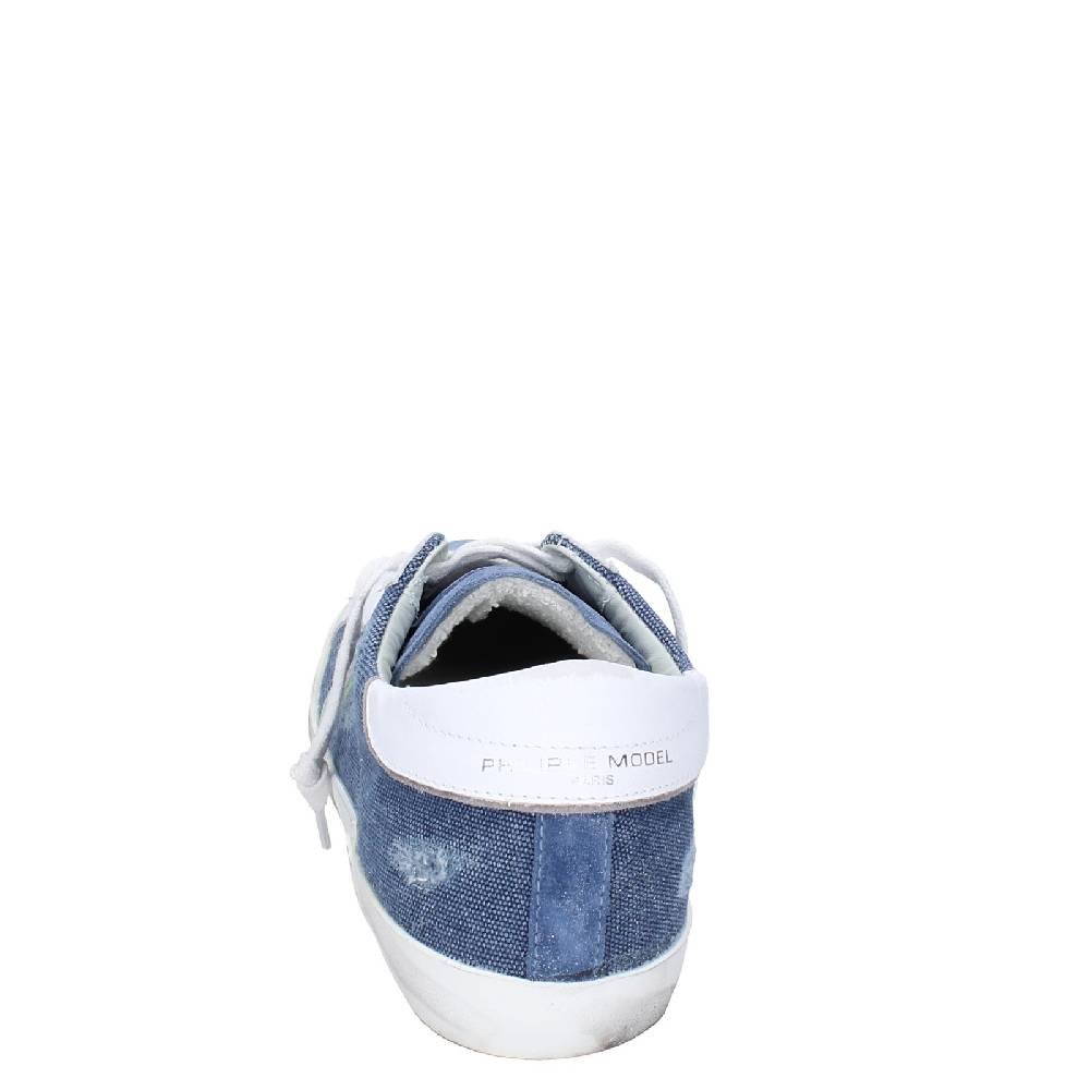 scarpe uomo PHILIPPE MODEL sneakers blu camoscio bianco tessuto VINTAGE EX351 Sottocosto