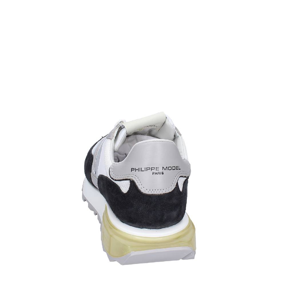 scarpe uomo PHILIPPE MODEL sneakers bianco tessuto grigio camoscio EX332 Pezzi Unici