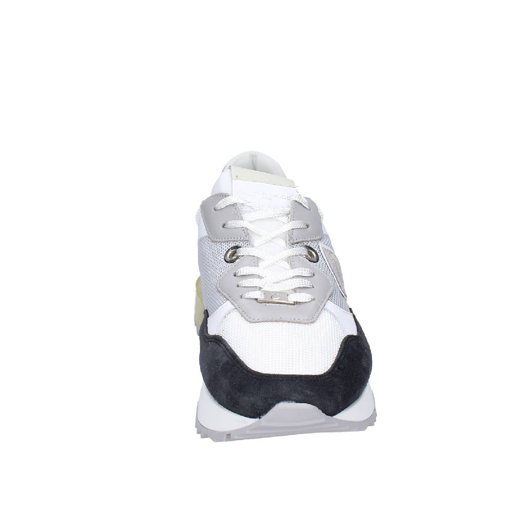 scarpe uomo PHILIPPE MODEL sneakers bianco tessuto grigio camoscio EX332 Pezzi Unici