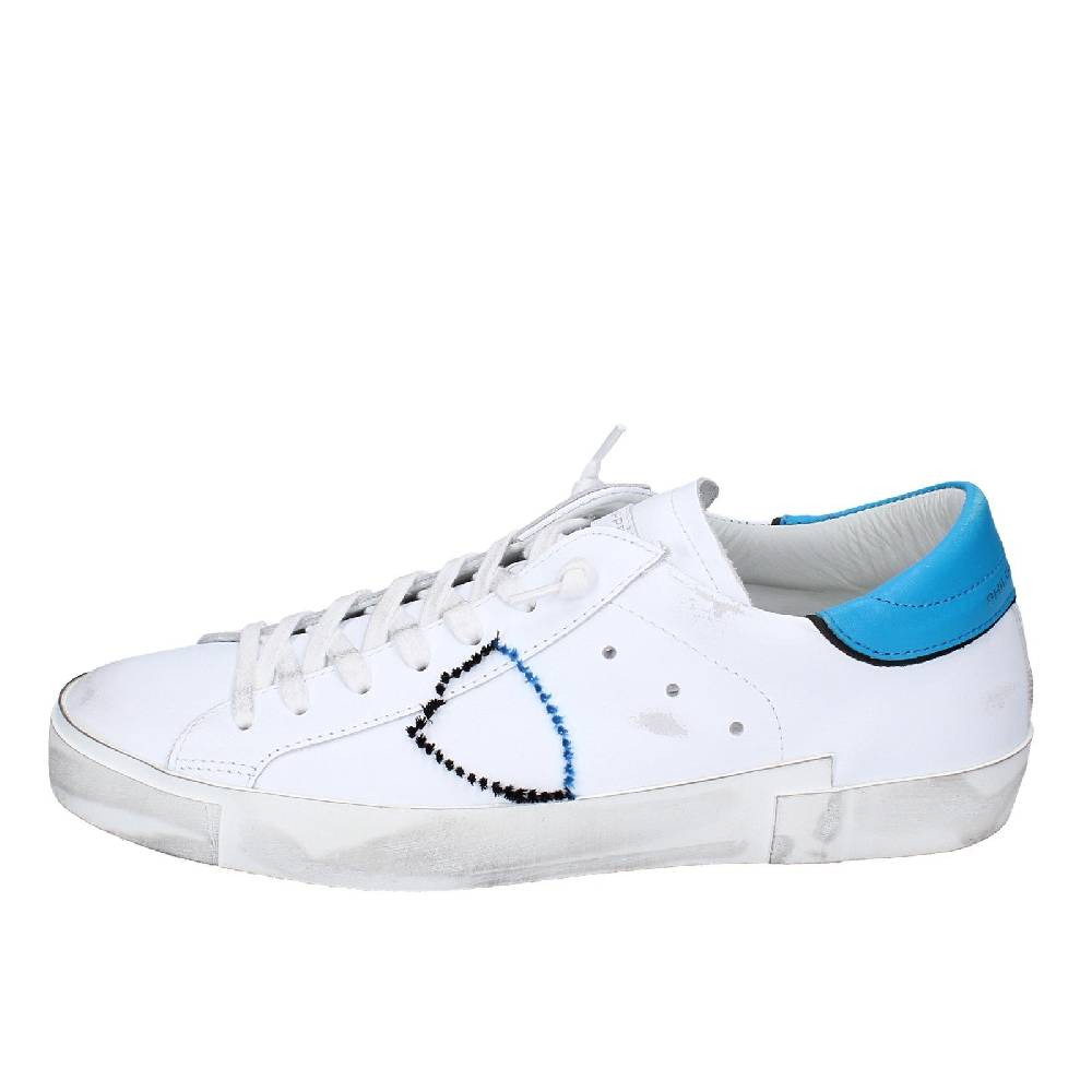 scarpe uomo PHILIPPE MODEL sneakers bianco pelle blu VINTAGE EX360 Qualità Garantita