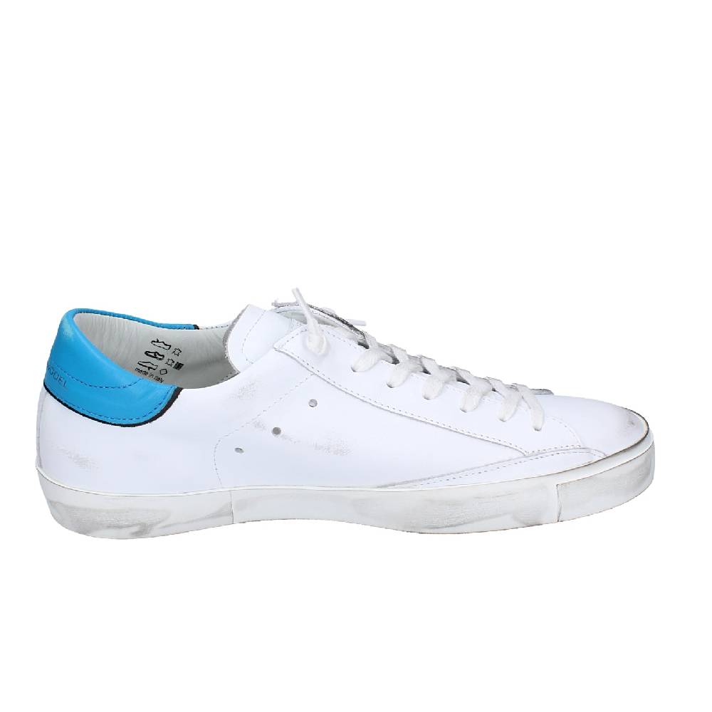scarpe uomo PHILIPPE MODEL sneakers bianco pelle blu VINTAGE EX360 Qualità Garantita