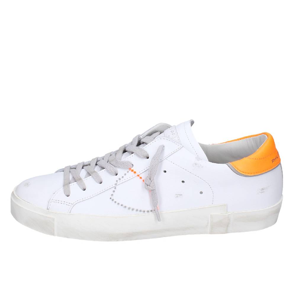 scarpe uomo PHILIPPE MODEL sneakers bianco pelle arancione VINTAGE EX339 Acquista Ora