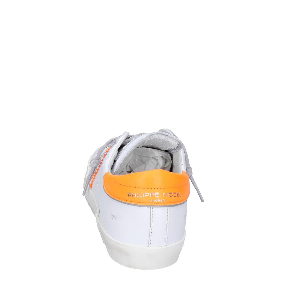 scarpe uomo PHILIPPE MODEL sneakers bianco pelle arancione VINTAGE EX339 Acquista Ora