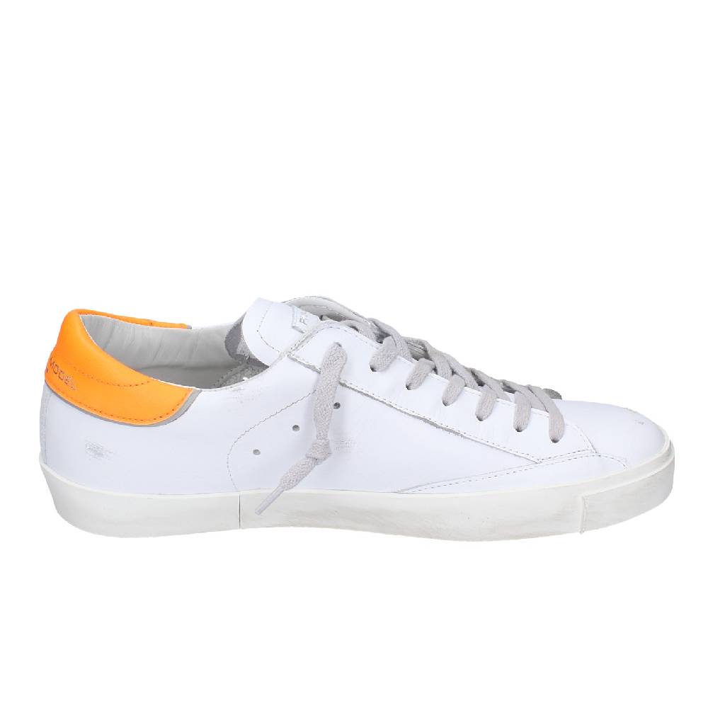 scarpe uomo PHILIPPE MODEL sneakers bianco pelle arancione VINTAGE EX339 Acquista Ora