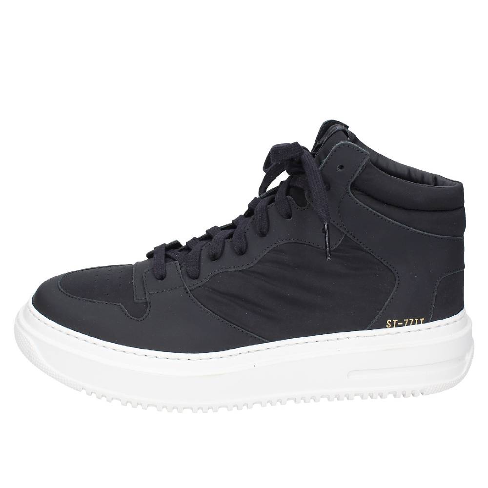 scarpe uomo STOKTON stivaletti nero tessuto gomma EY855 Nuovo