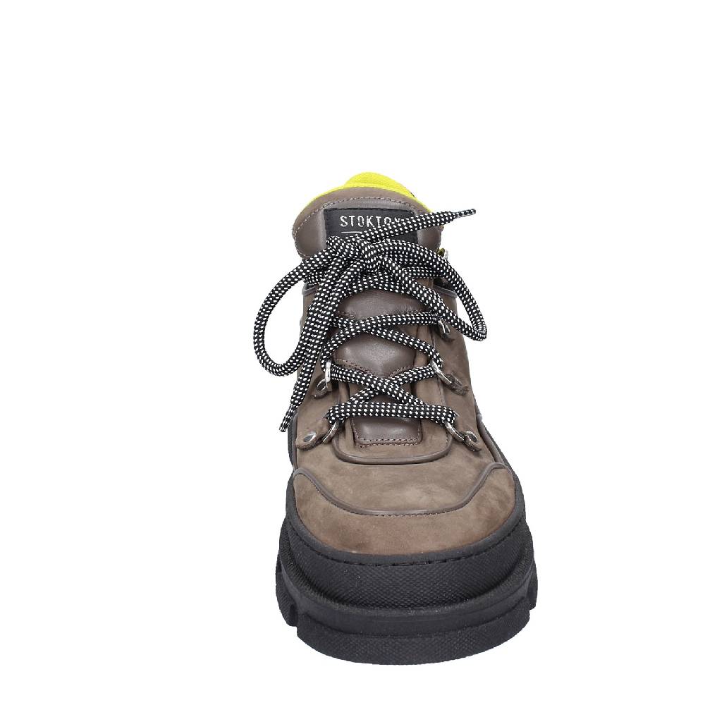 scarpe uomo STOKTON stivaletti beige pelle nabuk nero EX02 Qualità