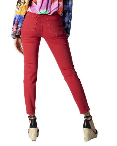 pantaloni donna DESIGUAL 44 rosso cotone CZ38 Vendita