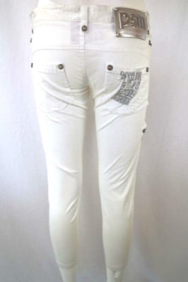 pantaloni donna PINKO 42 bianco cotone AR816 Offerta
