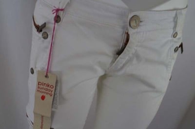 pantaloni donna PINKO 42 bianco cotone AR816 Offerta