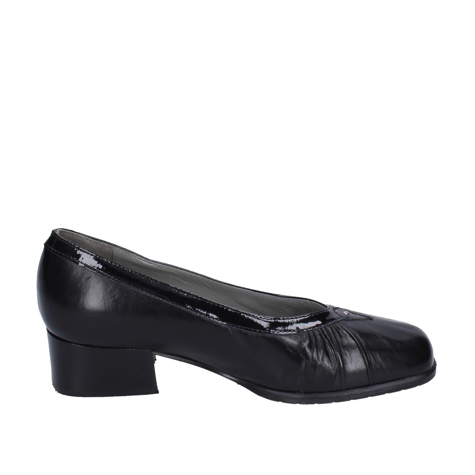 scarpe donna CONFORT decollete nero pelle vernice EZ367 Nuova