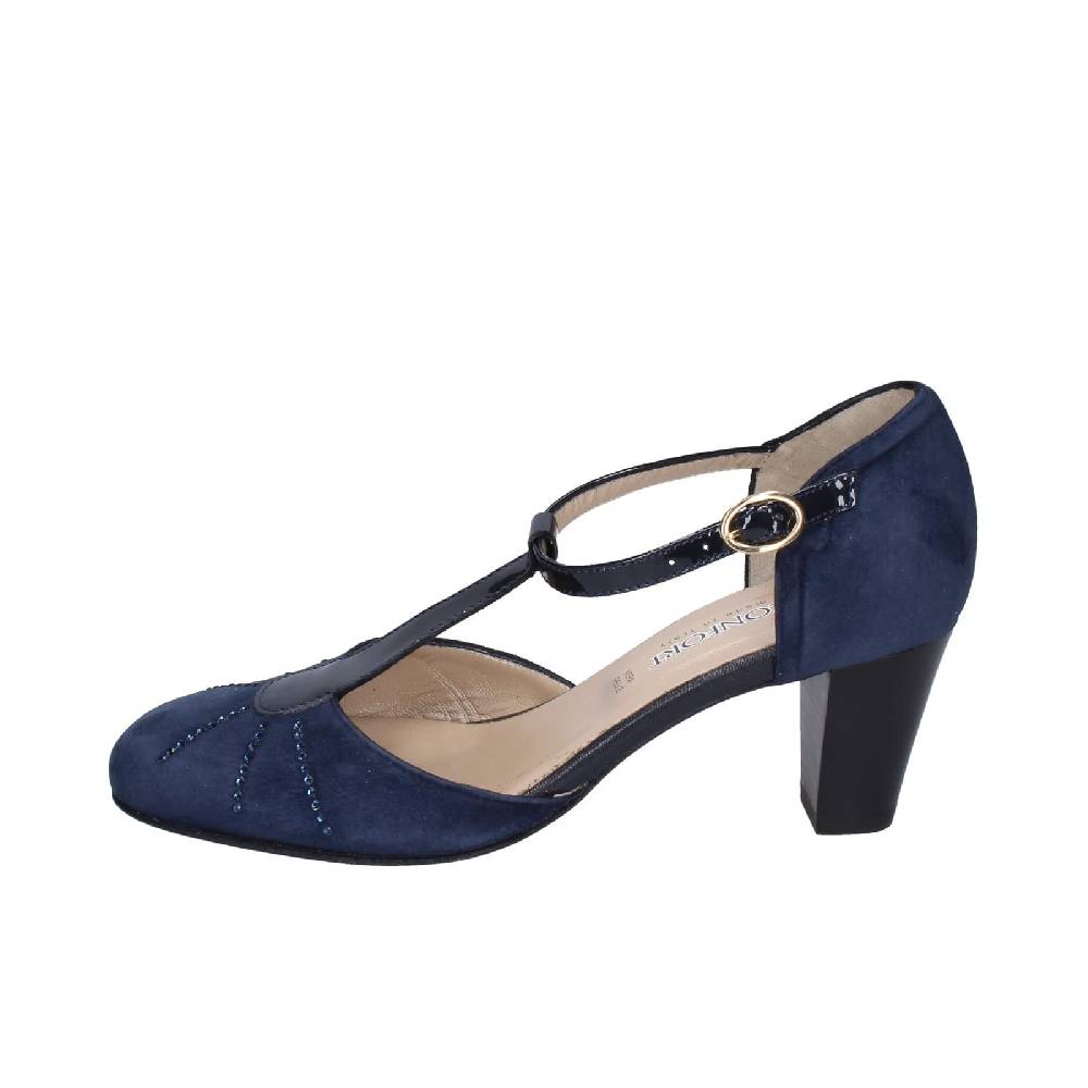 scarpe donna CONFORT decollete blu camoscio strass EZ370 2025