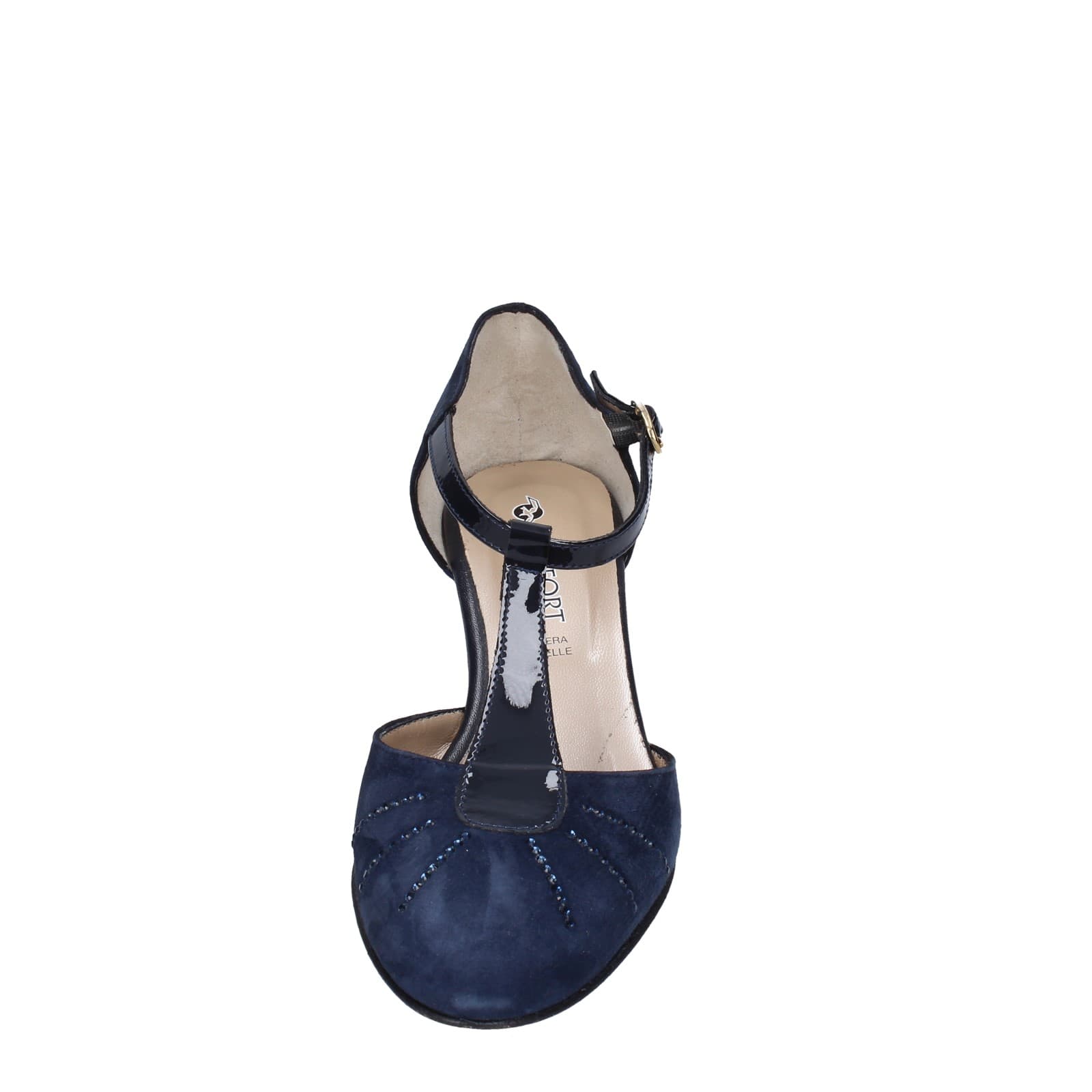 scarpe donna CONFORT decollete blu camoscio strass EZ370 2025