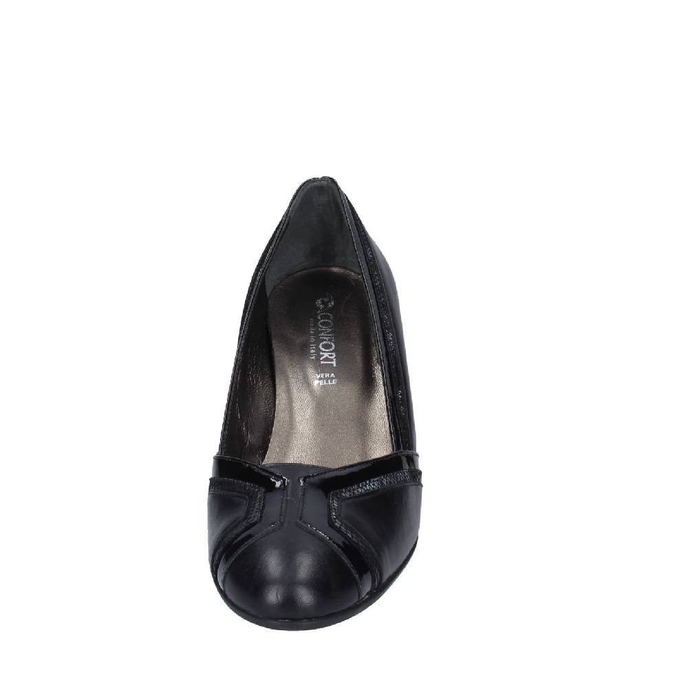 scarpe donna CONFORT decollete nero pelle vernice EZ371 Italy