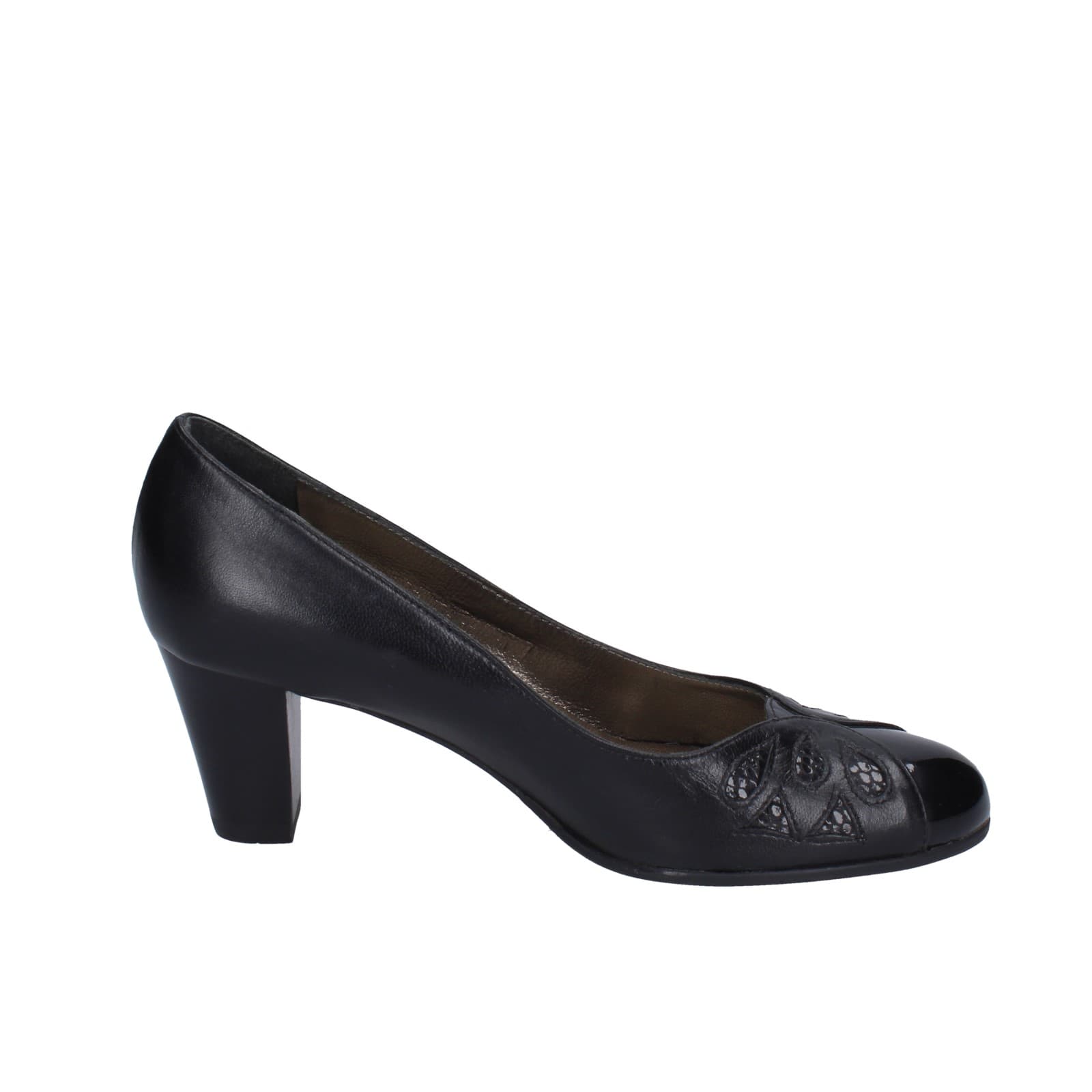 scarpe donna CONFORT decollete nero pelle EZ417 Nuovo