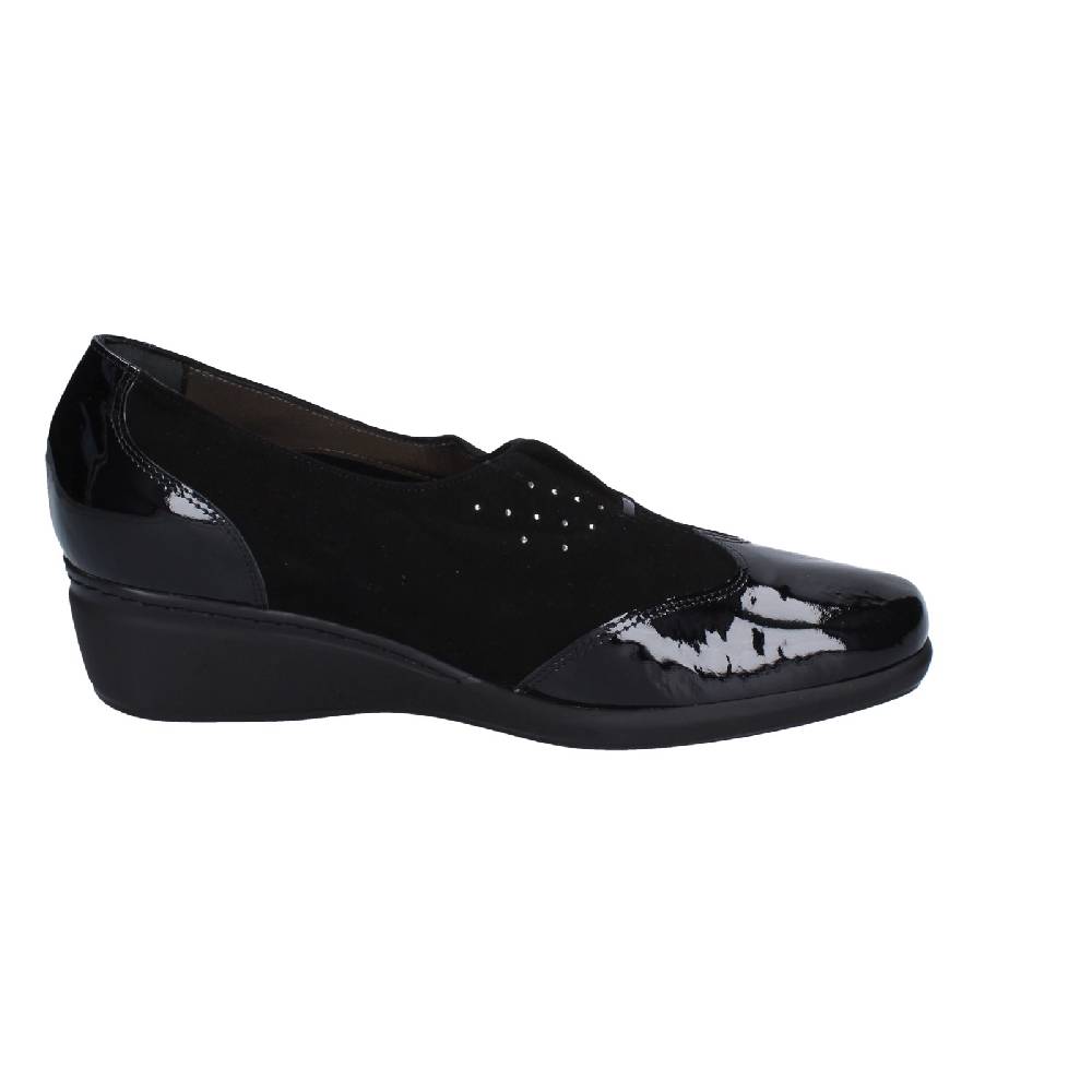 scarpe donna CONFORT decollete nero vernice camoscio EZ330 Latest stili