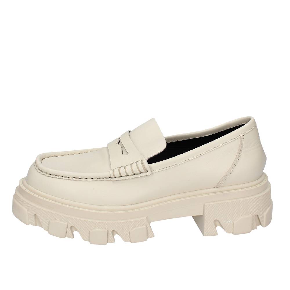 scarpe donna STOKTON mocassini beige pelle EY944 Trasporto libero internazionale