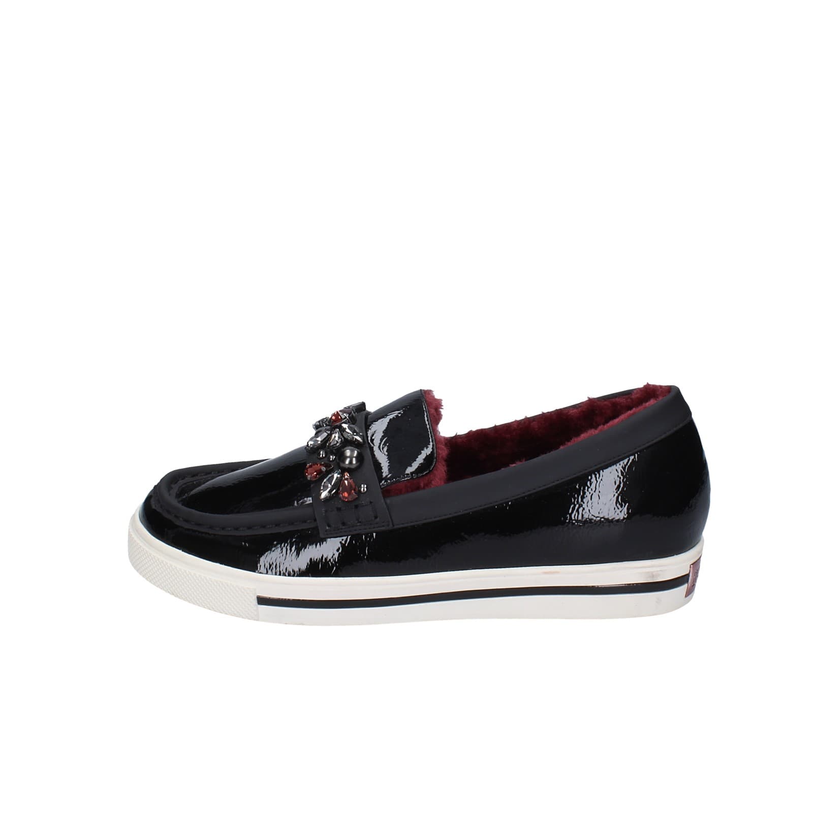 scarpe donna LUCIANO BARACHINI mocassini nero vernice EY169 Vendite Flash