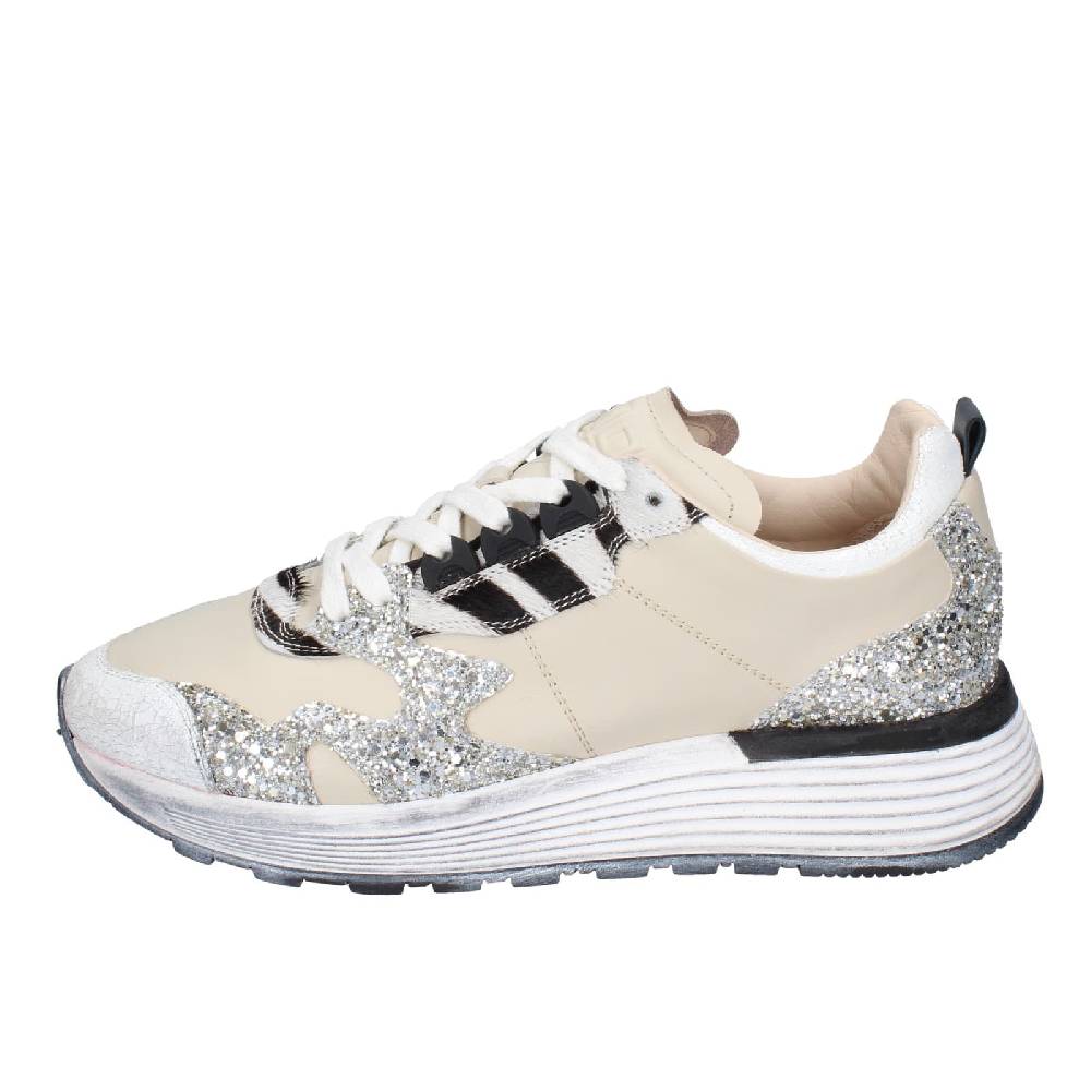 scarpe donna MOMA sneakers beige pelle argento glitter 3AS401 EY558 2025