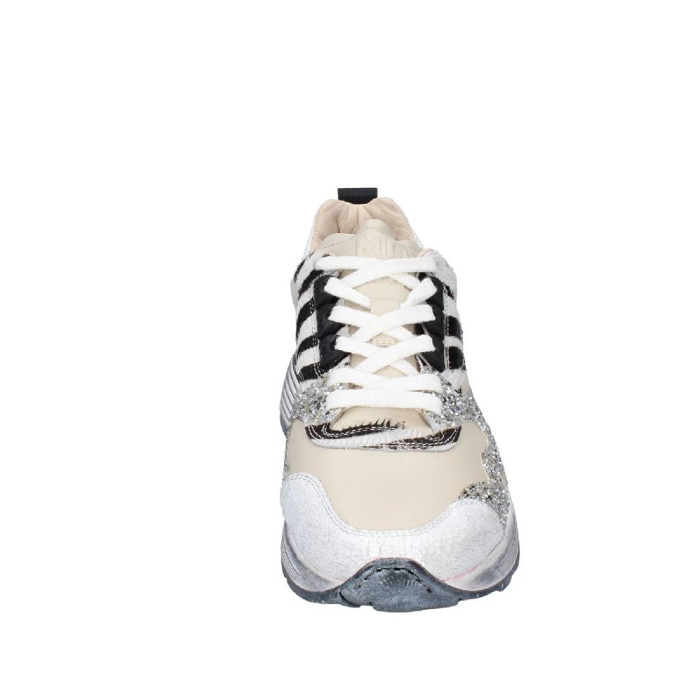 scarpe donna MOMA sneakers beige pelle argento glitter 3AS401 EY558 2025