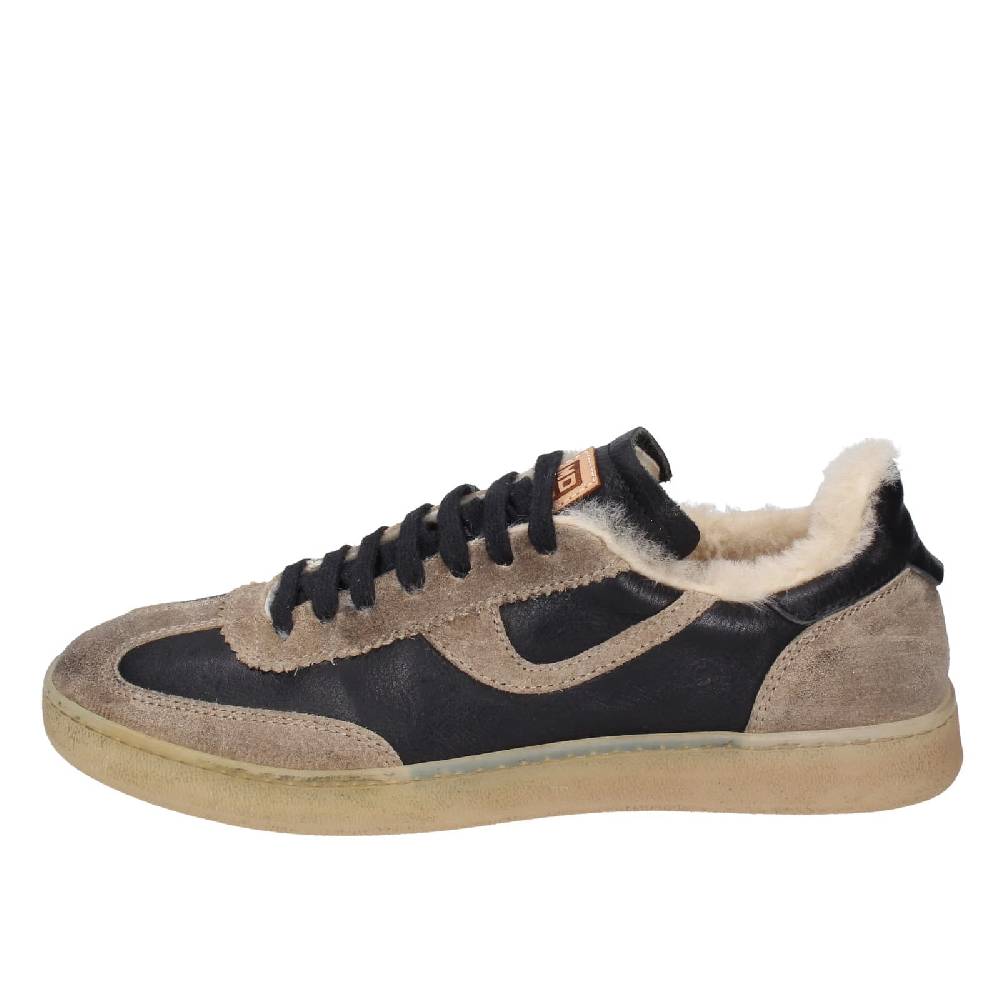 scarpe donna MOMA sneakers nero pelle beige 89301A EY602 Spedizione Gratuita