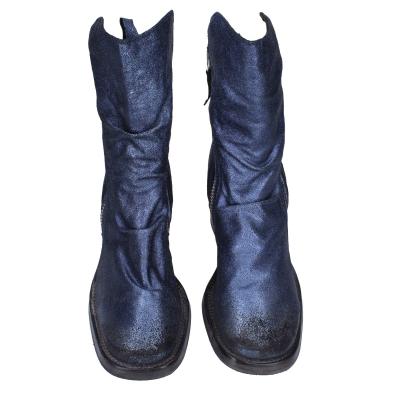 scarpe donna MOMA stivaletti blu pelle camoscio 1CW343 VINTAGE BD819 Sconto